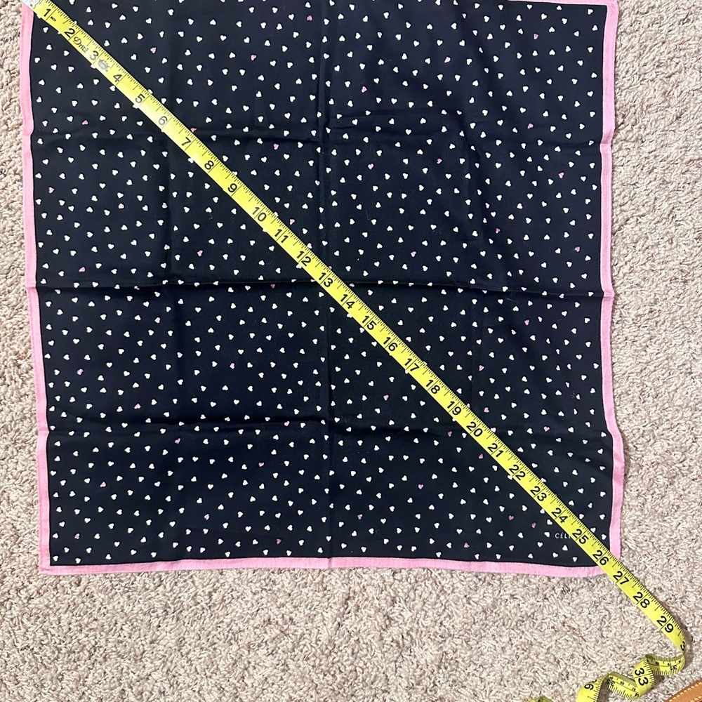 Celine Black and Pink Heart Pattern Scarf - Picture 9 of 10